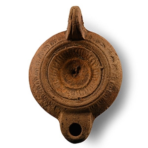 Roman Terracotta Oil Lamp with Concentric Design