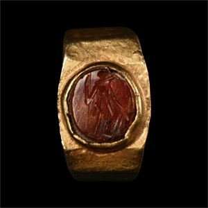 Roman Gold Ring with Minerva Gemstone