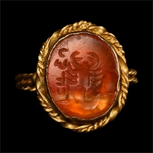 Gold Ring with Scorpion Gemstone