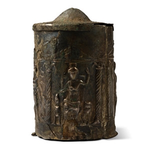 Roman Silver Lidded Pyxis with Mercury, Fortuna, Minerva, Juno and Mars