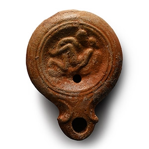 Roman Terracotta Oil Lamp with Erotic Scene