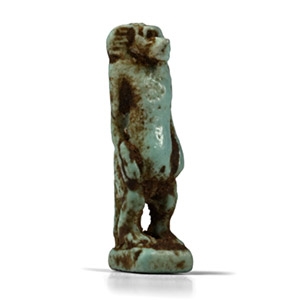 Egyptian Faience Amulet of a Vervet Monkey