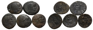 Group of Five [5] Thrace, Byzantion AE Coins.