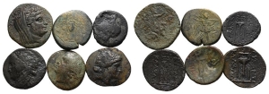 Group of Six [6] Greek AE Coins.