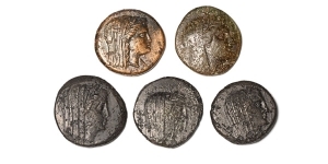 Group of Five [5] Thrace, Byzantion in alliance with Kalchedon AE Coins.