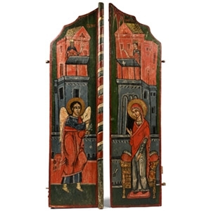 Romanian Orthodox Royal Wooden Doors with Annunciation Scene
