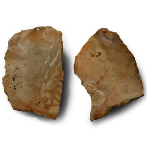 Stone Age Two Substantial Knapped Dark Orange Flint Scrapers