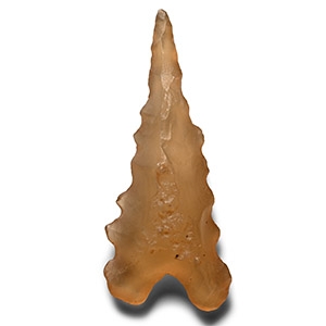 Stone Age Tenerian Knapped Arrowhead from Meteoritic Glass