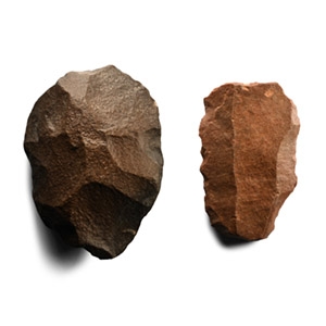 Stone Age Homo Erectus Quartzite Acheulean Handaxe and End Scraper