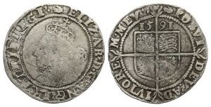 England. Tudor, Elizabeth I AR Sixpence.