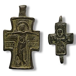 Byzantine Bronze Cross Pendant Group