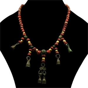 Viking Age Bead and Bronze Pendant Necklace