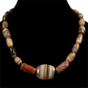 Western Asiatic Banded Agate Bead Necklace