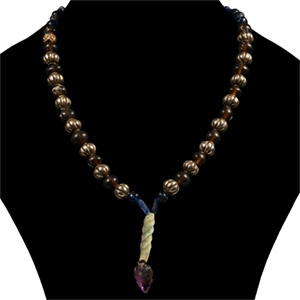 Western Asiatic Glass and Silver Bead Necklace String