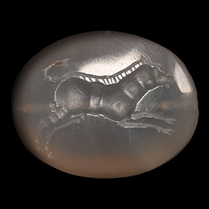 Graeco-Persian Chalcedony Stamp Seal with Striding Boar