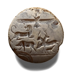 Achaemenid Chalcedony Stamp Seal with Ahura Mazda