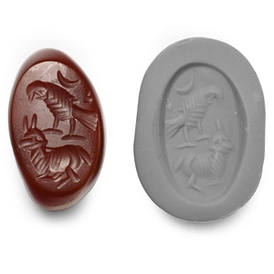 Sassanian Style Red Agate Gemstone with Bird and Ibex