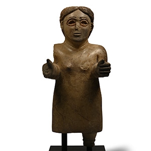 Large South Arabian Alabaster Standing Figure of a Goddess
