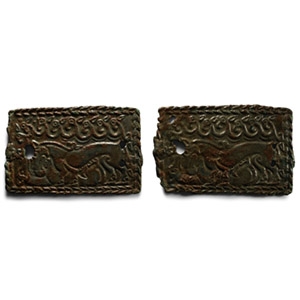 Ordos Bronze Belt Buckle Pair with Predators