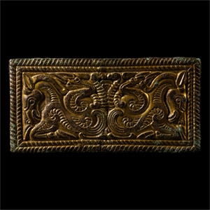 Ordos Gilt Bronze Belt Buckle with Gryphons