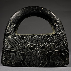 Bactrian Black Steatite Hand Bag Ceremonial Weight