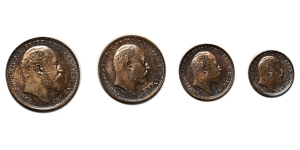 Great Britain. Saxe-Coburg-Gotha, Edward VII AR Maundy Coin Set.