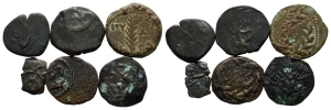 Group of Six [6] Judaean AE Coins.