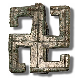 Roman Tinned Bronze Fylfot Brooch