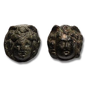 Roman Bronze Medusa Mount Pair