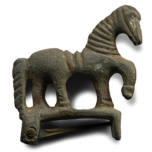 Roman Bronze Prancing Horse Brooch