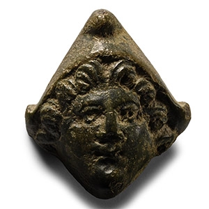 Roman Bronze Attis Head Mount