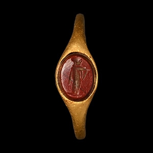 Roman Gold Ring with Goddess Minerva Gemstone