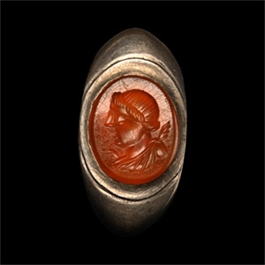 Roman Silver Ring with Portrait Gemstone