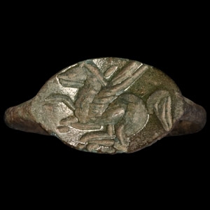 Greek Bronze Ring with Pegasus