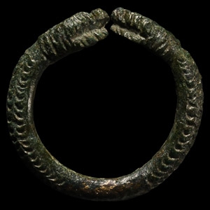 Romano-Egyptian Bronze Ring with Snake Heads