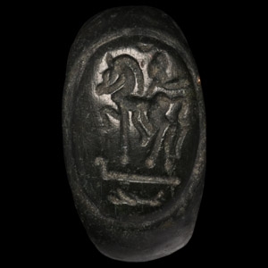 Roman Bronze Ring with Prancing Horse and Rider