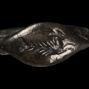 Large Roman Bronze Ring with Capricorn