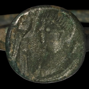 Large Roman Bronze Ring with Bust of Lucinius