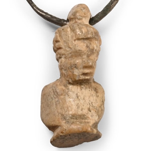 Roman Bone African Male Bust on Silver Hoop