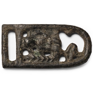 Byzantine Bronze Belt End with Saint