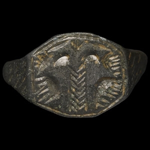 Medieval Decorated Bronze Signet Ring