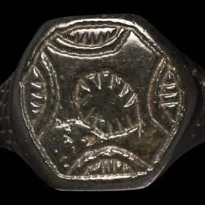 Medieval Bronze Decorated Signet Ring