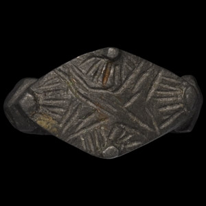 Large Medieval Bronze Decorated Signet Ring