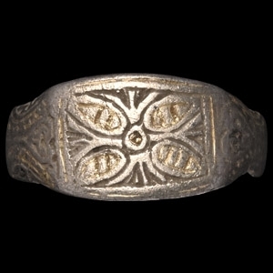 Medieval Silver Floral Decorated Ring
