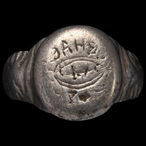 Large Medieval Silver Decorated Ring with Inscription