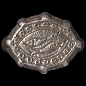 Large Medieval Silver Ring with Fish