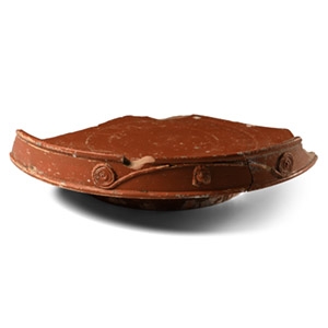 Roman Redware Footed Dish Fragment with Makers Mark