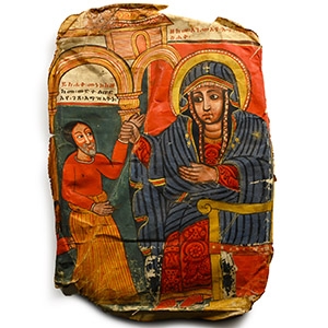 Ethiopian Painted Parchment of The Virgins Miracle: Healing of the Paralysed Priest