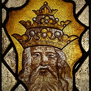 Large Medieval Stained Glass Panel Depicting God the Father