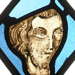 Medieval Stained Glass Panel with Head of a Man